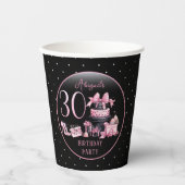 Glam Roze Zwart Mode 30e Verjaardagsfeestje Papieren Bekers (Voorkant)