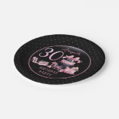 Glam Roze Zwart Mode 30e Verjaardagsfeestje Papieren Bordje (Gekanteld)