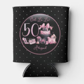 Glam Roze Zwart Mode 50e Verjaardagsfeestje Blikjeskoeler (Voorkant)