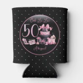 Glam Roze Zwart Mode 50e Verjaardagsfeestje Blikjeskoeler (Achterkant)