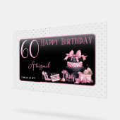 Glam Roze Zwart Mode 60e Verjaardagsfeestje Acryl Bord (Hoek)