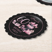 Glam Roze Zwart Mode 60e Verjaardagsfeestje Kartonnen Onderzetters (Gekanteld)