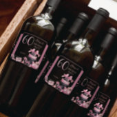 Glam Roze Zwart Mode 60e Verjaardagsfeestje Sparkling Wijnetiket