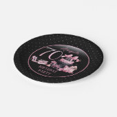 Glam Roze Zwart Mode 70e Verjaardagsfeestje Papieren Bordje (Gekanteld)