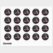 Glam Roze Zwart Mode 70e Verjaardagsfeestje Ronde Sticker (Vel)