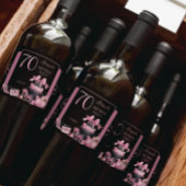 Glam Roze Zwart Mode 70e Verjaardagsfeestje Sparkling Wijnetiket