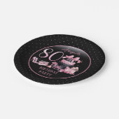 Glam Roze Zwart Mode 80ste Verjaardagsfeestje Papieren Bordje (Gekanteld)