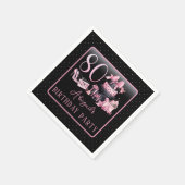 Glam Roze Zwart Mode 80ste Verjaardagsfeestje Servet (Hoek)