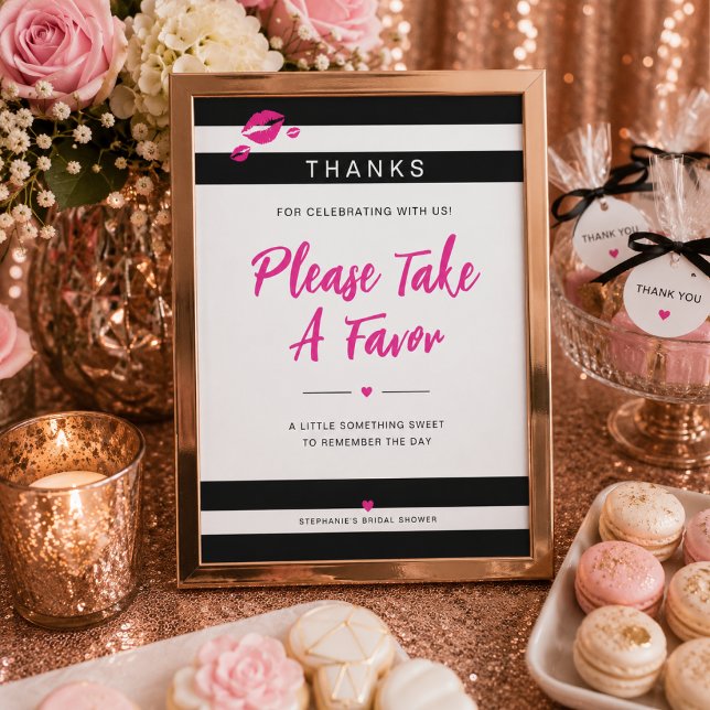 Glam roze, zwart, wit bruiloftsfeest favorieten bo (Creator heeft geüpload)