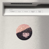 Glam Roze Zwarte Glitter Blush Rozen Magneet (Insitu (Vaatwasser))