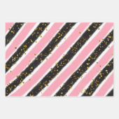 Glam roze zwarte gouden glitter sparkle Patroon Inpakpapier Vel (Voorkant)