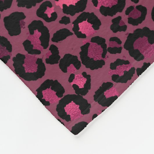 Glam roze zwarte luipaard afdrukken fleece deken (Hoek)