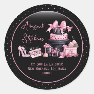 Glam Roze Zwarte Mode Retouradres Zegel