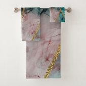 Glam Rust Blush Blauwgroen & Gold Chic Modern Glam Bad Handdoek (Insitu)