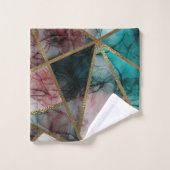 Glam Rust Blush Blauwgroen & Gold Chic Modern Glam Bad Handdoek (Wasdoekje)