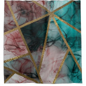 Glam Rust Blush Blauwgroen & Gold Chic Modern Glam Douchegordijn (Voorkant)