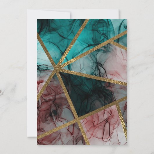 Glam Rust Blush Blauwgroen & Goud Chic Modern Wedd Kaart (Achterkant)