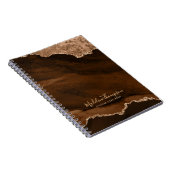 Glam Rust Gold Velvet Agate Geode Script Notitieboek (Rechterzijde)