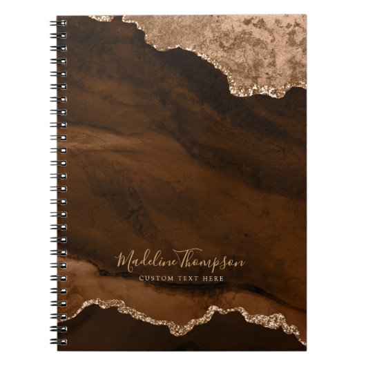 Glam Rust Gold Velvet Agate Geode Script Notitieboek (Voorkant)