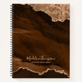 Glam Rust Gold Velvet Agate Geode Script Notitieboek