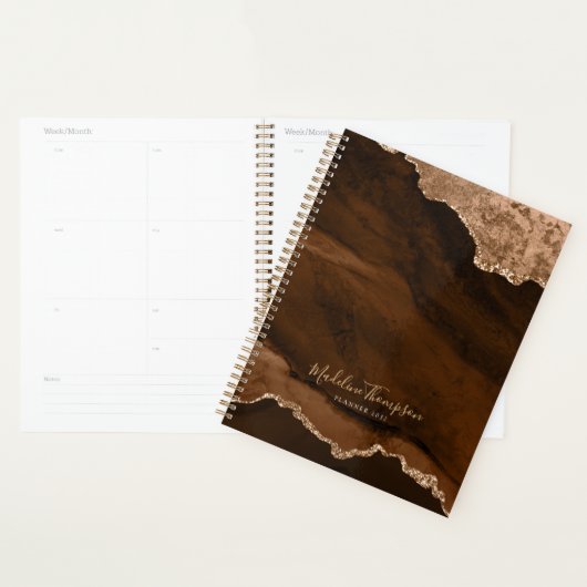 Glam Rust Gold Velvet Agate Geode Script Planner (Display)