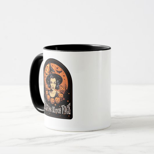 glam rustende heks gezicht grappige halloween mok (Voorkant links)