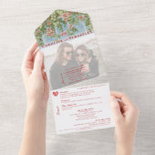 Glam rustieke boog Roos tuin foto overlay bruiloft All In One Uitnodiging (Afscheurbaar)