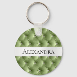 Glam Sage Green faux Velvet Luxe Naam Sleutelhanger