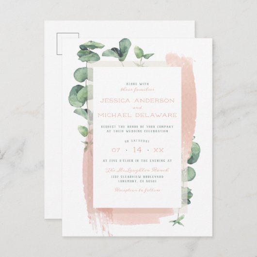 Glam Sage Green Painted Branches Special Wedding Uitnodiging Briefkaart (Voorkant / Achterkant)