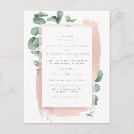 Glam Sage Green Painted Branches Special Wedding Uitnodiging Briefkaart (Voorkant)