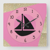 Glam Sail Vierkante Klok (Voorkant)