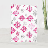 Glam Santa Pink Car Christmas Snowflakes Kaart (Achterkant)
