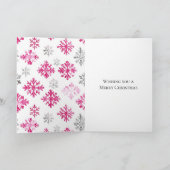Glam Santa Pink Car Christmas Snowflakes Kaart (Binnen)