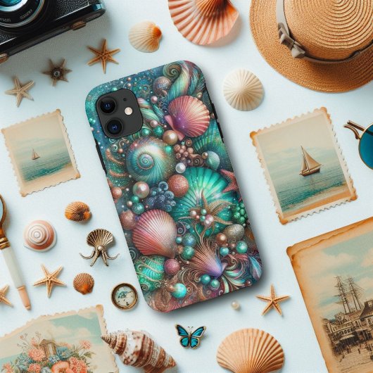 Glam Schelp Pracht Mint Koraal Case-Mate iPhone Case