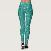 Glam Schittering Turquoise Aqua Blauwe Glans Glitt Leggings (Achterkant)