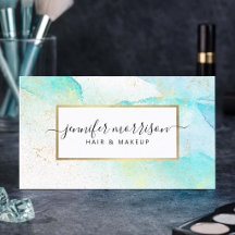 Glam Schrift Aqua Blau Waterverf Nep Goudstof