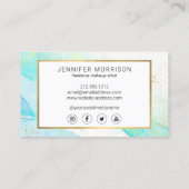 Glam Script Aqua Blue Waterverf Faux Gold Dust Visitekaartje (Achterkant)