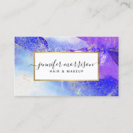Glam Script Bright Blue Waterverf Faux Gold Dust Visitekaartje