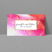 Glam Script Bright roze Waterverf Faux Gold Dust Visitekaartje