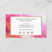 Glam Script Bright roze Waterverf Faux Gold Dust Visitekaartje (Achterkant)