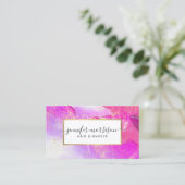 Glam Script Fuchsia Waterverf Faux Gold Dust Visitekaartje (Staand voorkant)