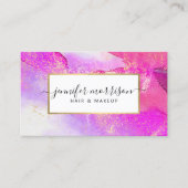 Glam Script Fuchsia Waterverf Faux Gold Dust Visitekaartje (Voorkant)