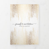 Glam Script Gold Confetti Rain Brochure Drieluik Kaart (Cover)