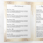 Glam Script Gold Confetti Rain Brochure Drieluik Kaart (Binnenzijde eerst)