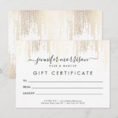Glam Script Gold Confetti Rain Cadeaubon (Voorkant / Achterkant)