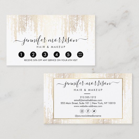 Glam Script Gold Confetti Rain Loyalty (Voorkant / Achterkant)