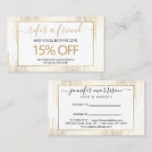 Glam Script Gold Confetti Rain Reference Visitekaartje (Voorkant / Achterkant)