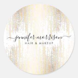 Glam Script Gold Confetti Ronde Sticker