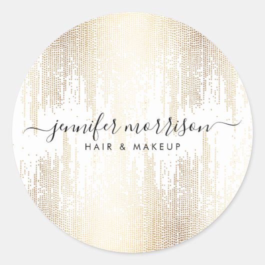 Glam Script Gold Confetti Ronde Sticker (Voorkant)