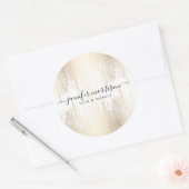 Glam Script Gold Confetti Ronde Sticker (Envelop)
